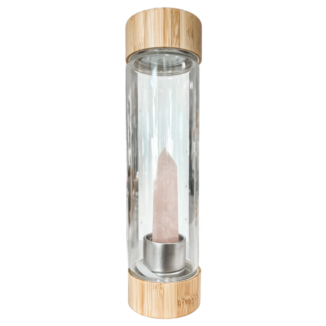 Rose Quartz Gem Crystal Water Bottle